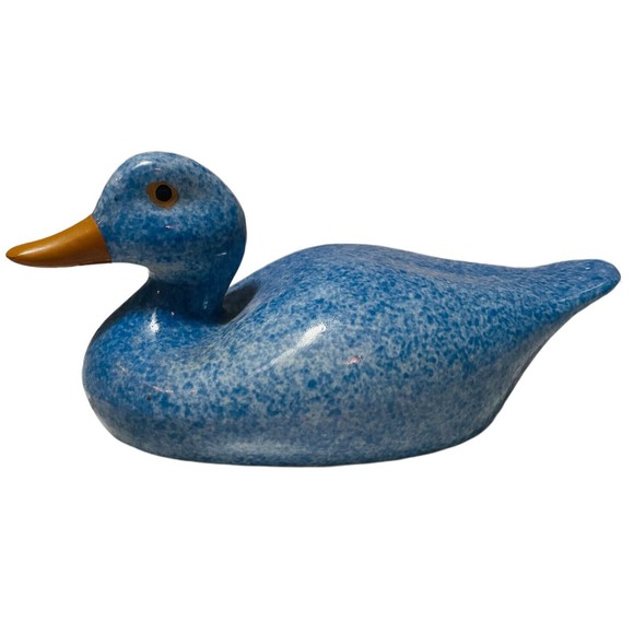 Calico Pottery Other - Antique Calico Pottery China DUCK DECOY Figurine Beautiful Blue 7.5” Long